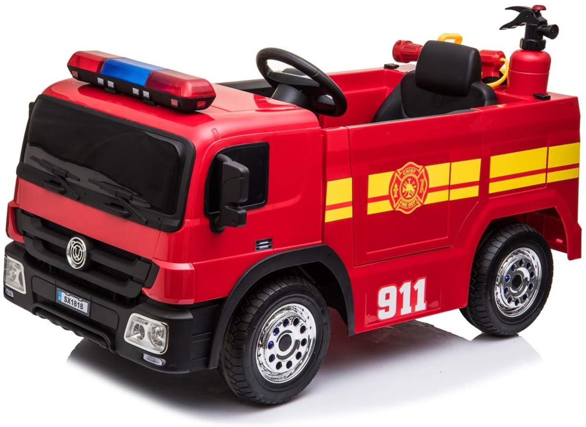 12V Kids Fire Engine with Hat and Water Hose