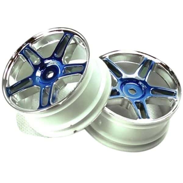Blue Chrome Star Spoke 1:10 RC Car Wheel Rims 2P (02228) - Outside Play