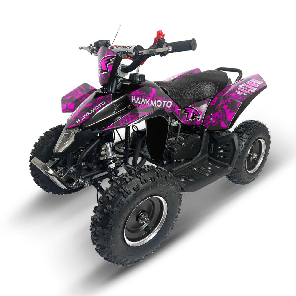 Hawkmoto sx-49r avenger v2 50cc mini kids quad bike assembled - pink gamer