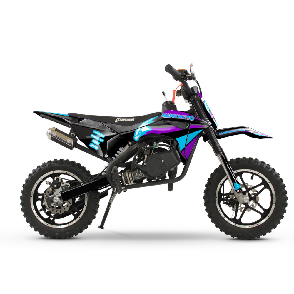 Hawkmoto mayhem v2 50cc kids mini dirt bike black – cyberwave