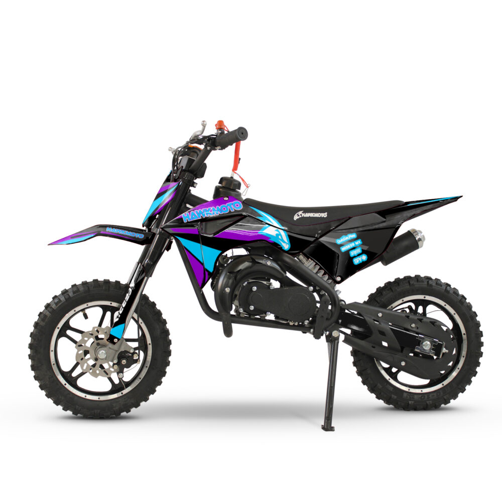 Hawkmoto mayhem v2 50cc kids mini dirt bike black – cyberwave