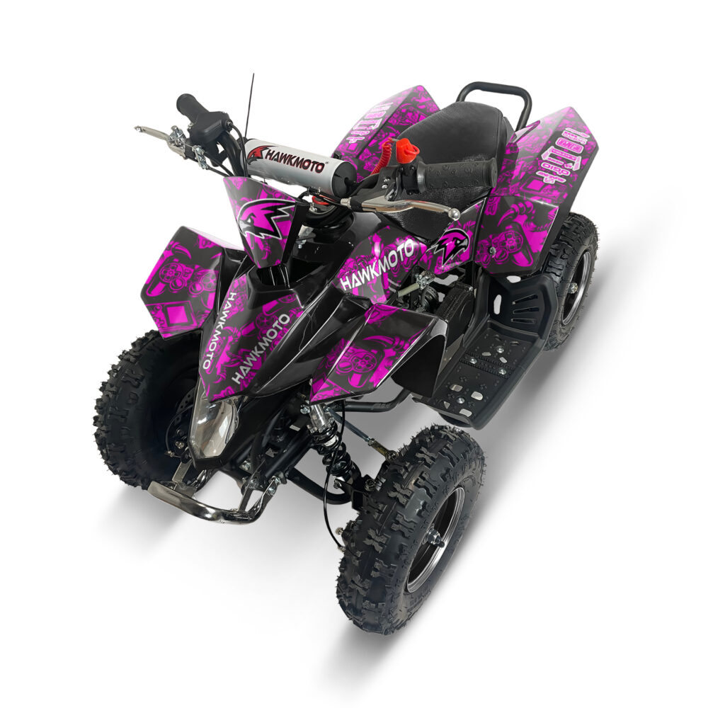 Hawkmoto sx-49r avenger v2 50cc mini kids quad bike assembled - pink gamer