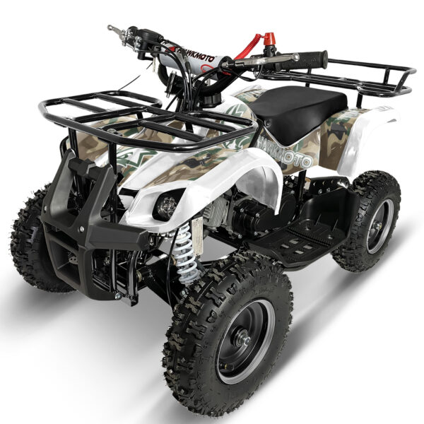 White hawkmoto frm-49r v2 50cc mini kids quad bike assembled - traditional camo