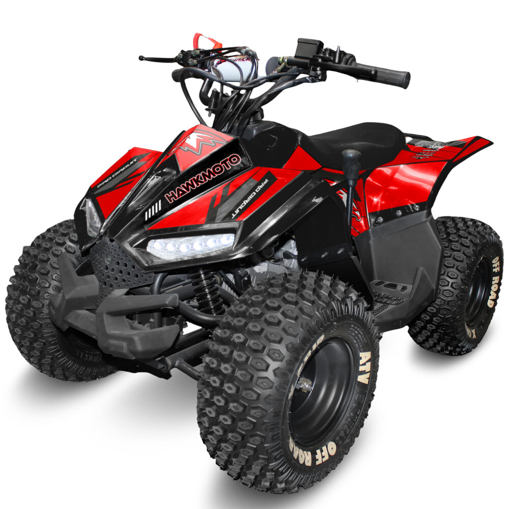 110cc kids quad bike hawkmoto chaos - crimson fury