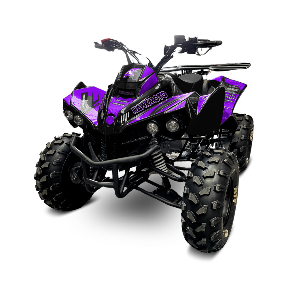 125cc kids quad bike hawkmoto challenger - purple haze