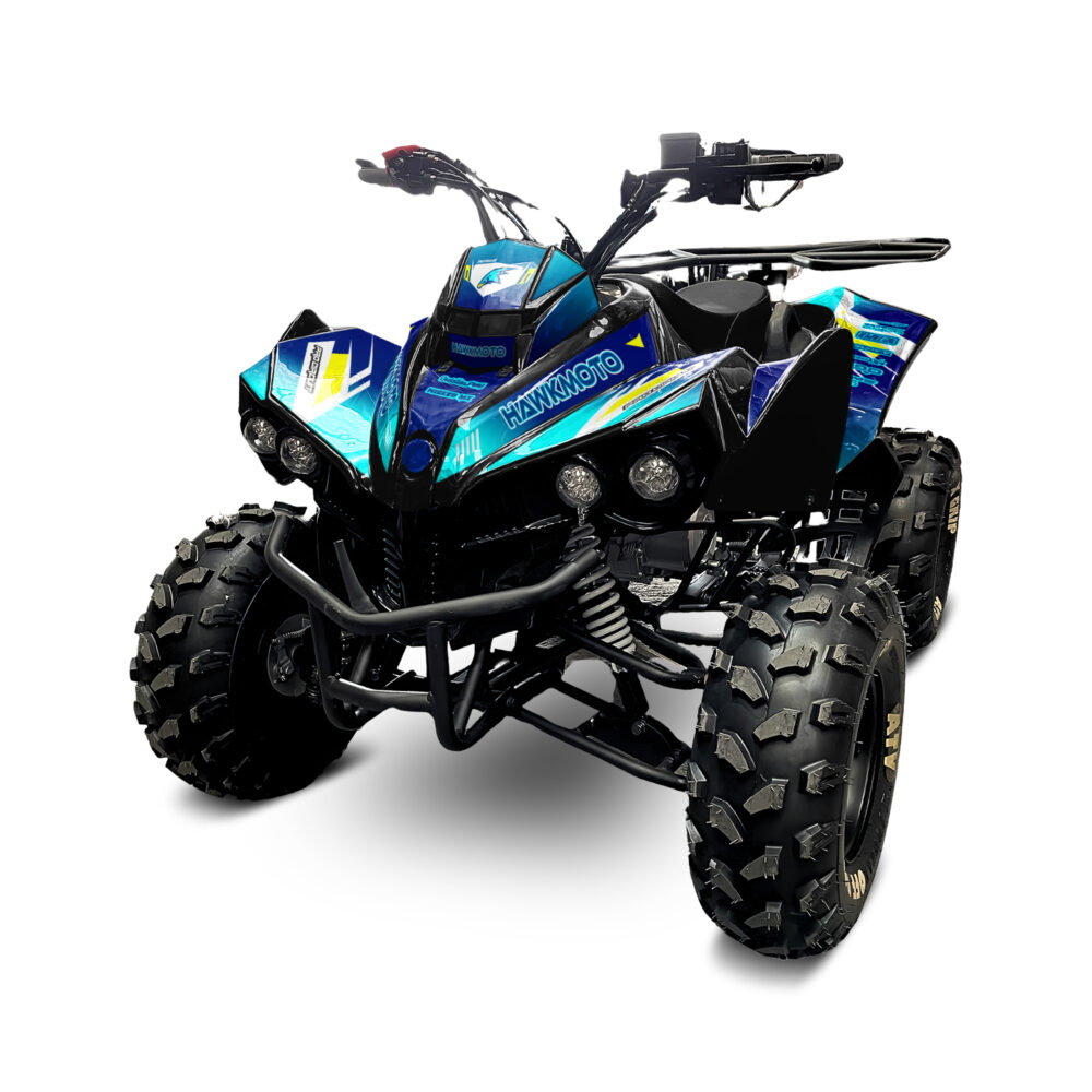 125cc kids quad bike hawkmoto challenger - aqua blaze