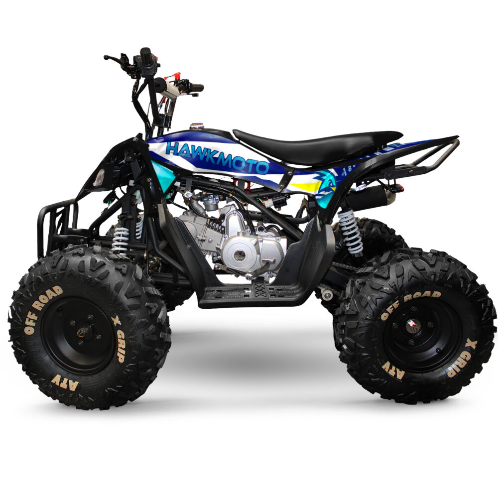 125cc kids quad bike hawkmoto havoc - aqua blaze