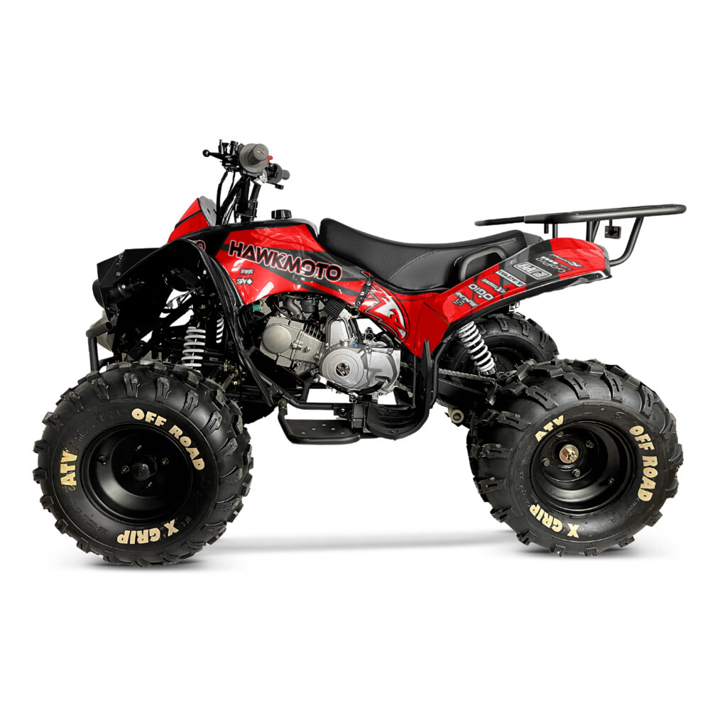 125cc kids quad bike hawkmoto challenger - crimson fury