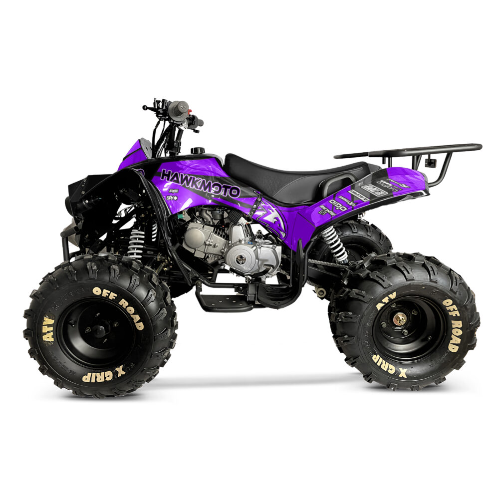 125cc kids quad bike hawkmoto challenger - purple haze