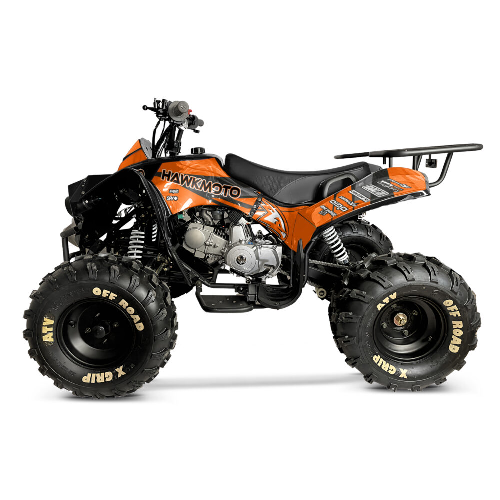 125cc kids quad bike hawkmoto challenger - orange crush