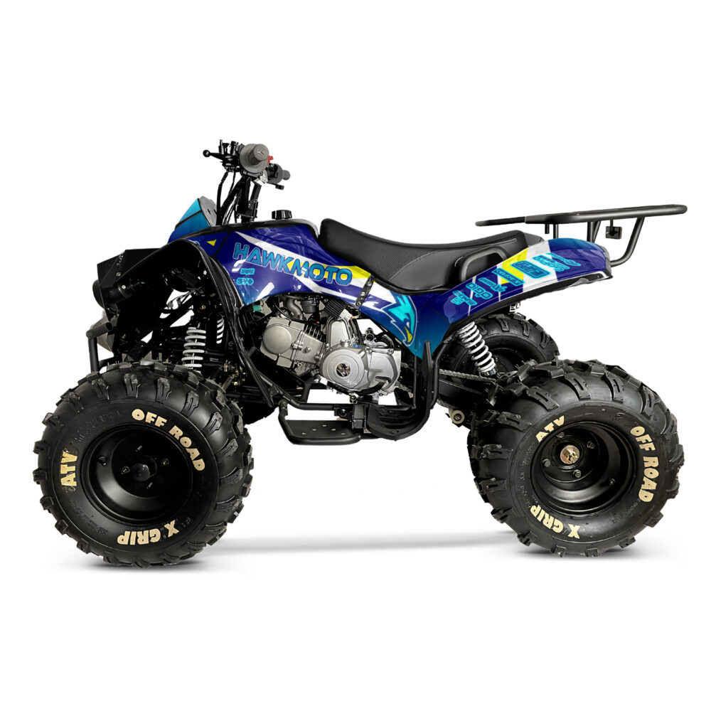 125cc kids quad bike hawkmoto challenger - aqua blaze