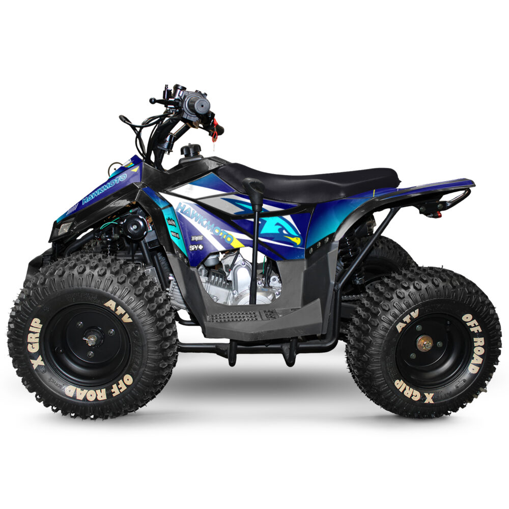 110cc kids quad bike hawkmoto chaos - aqua blaze