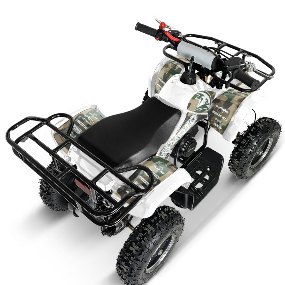 White hawkmoto frm-49r v2 50cc mini kids quad bike assembled - traditional camo