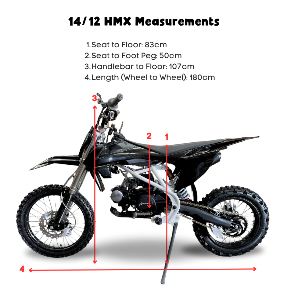 Hawkmoto hmx pro 125cc semi automatic kids pit bike 17/14 - horizon