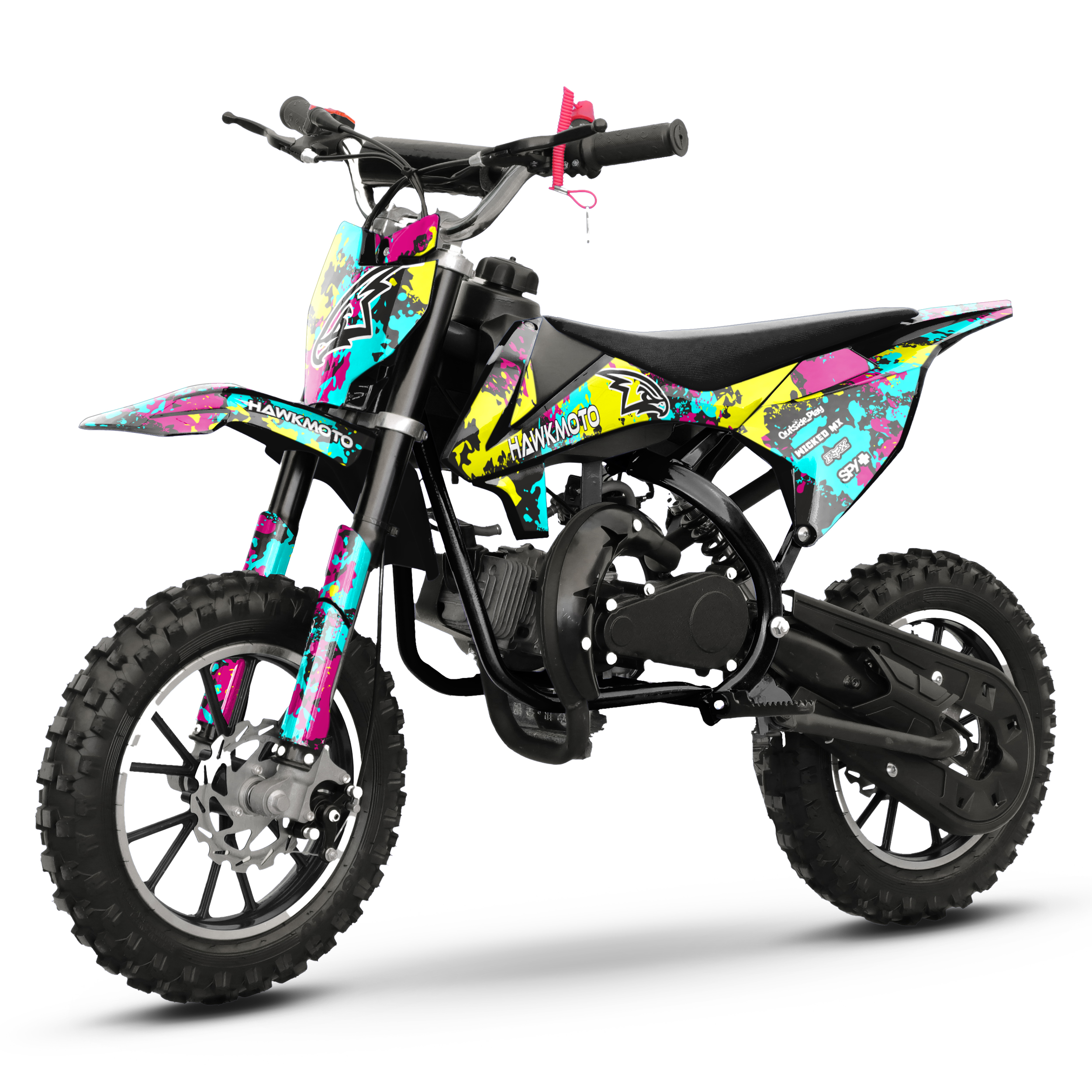 Hawkmoto mayhem v3 50cc kids mini dirt bike black – graffiti