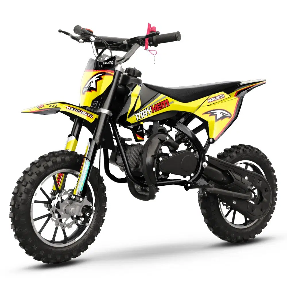 Hawkmoto mayhem v3 50cc kids mini dirt bike black – yumi