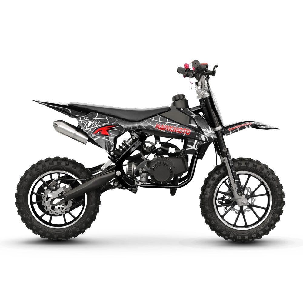 Hawkmoto mayhem v3 50cc kids mini dirt bike black – venom