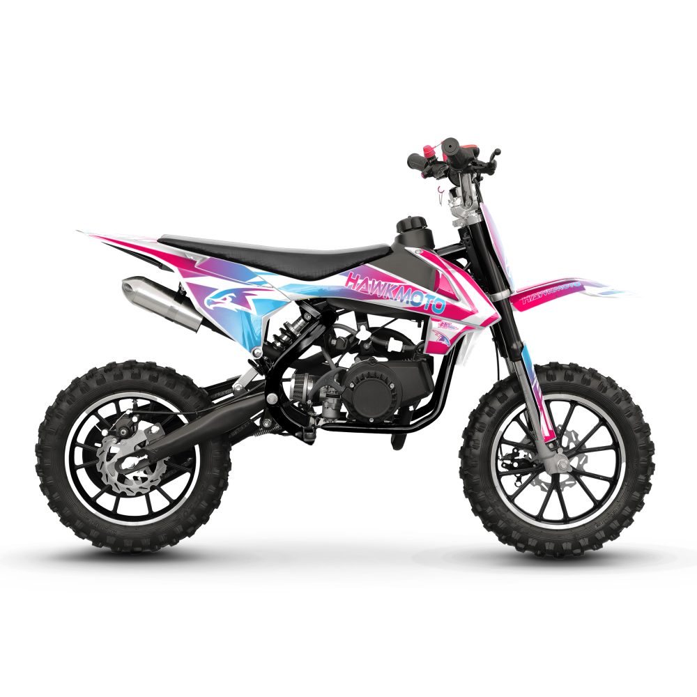 Hawkmoto mayhem v3 50cc kids mini dirt bike white – sweet dreams