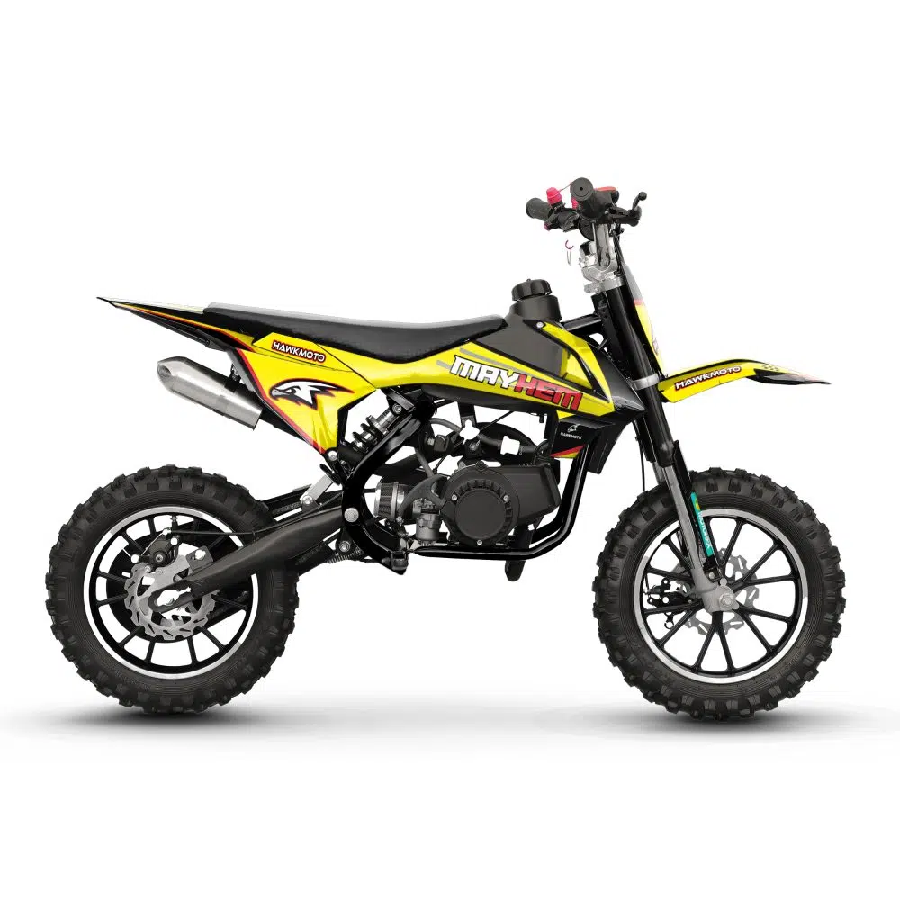 Hawkmoto mayhem v3 50cc kids mini dirt bike black – yumi