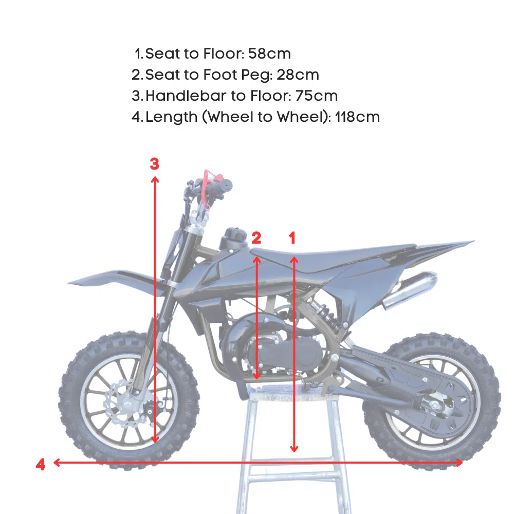 Hawkmoto mayhem v3 50cc kids mini dirt bike black - neon tiger