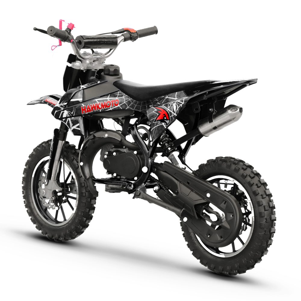 Hawkmoto mayhem v3 50cc kids mini dirt bike black – venom