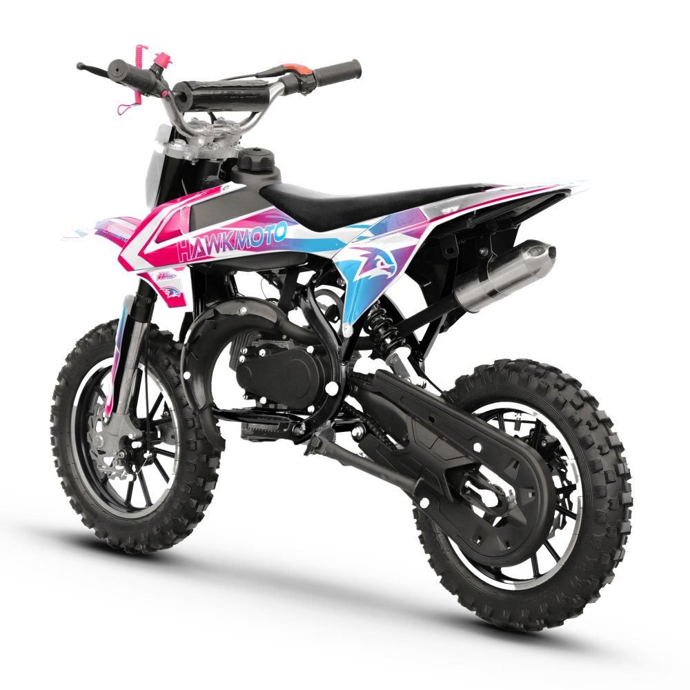 Hawkmoto mayhem v3 50cc kids mini dirt bike white – sweet dreams