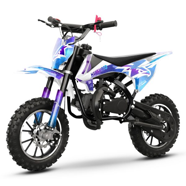 Hawkmoto mayhem v3 50cc kids mini dirt bike white – galaxy