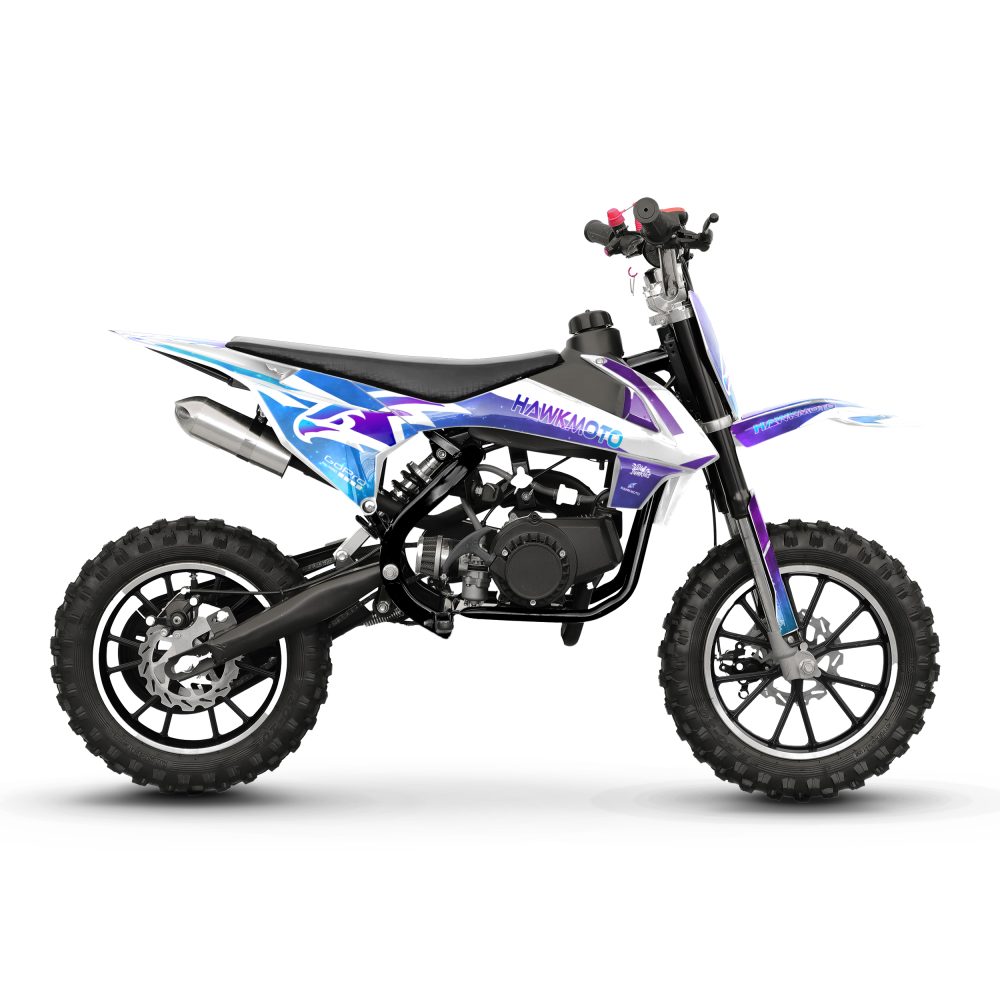 Hawkmoto mayhem v3 50cc kids mini dirt bike white – galaxy