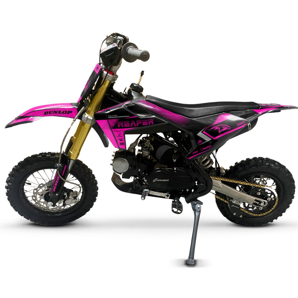 Hawkmoto reaper 12/10 semi automatic kids pit bike | 70cc | 80cc | 90cc | 110cc - carbon pink